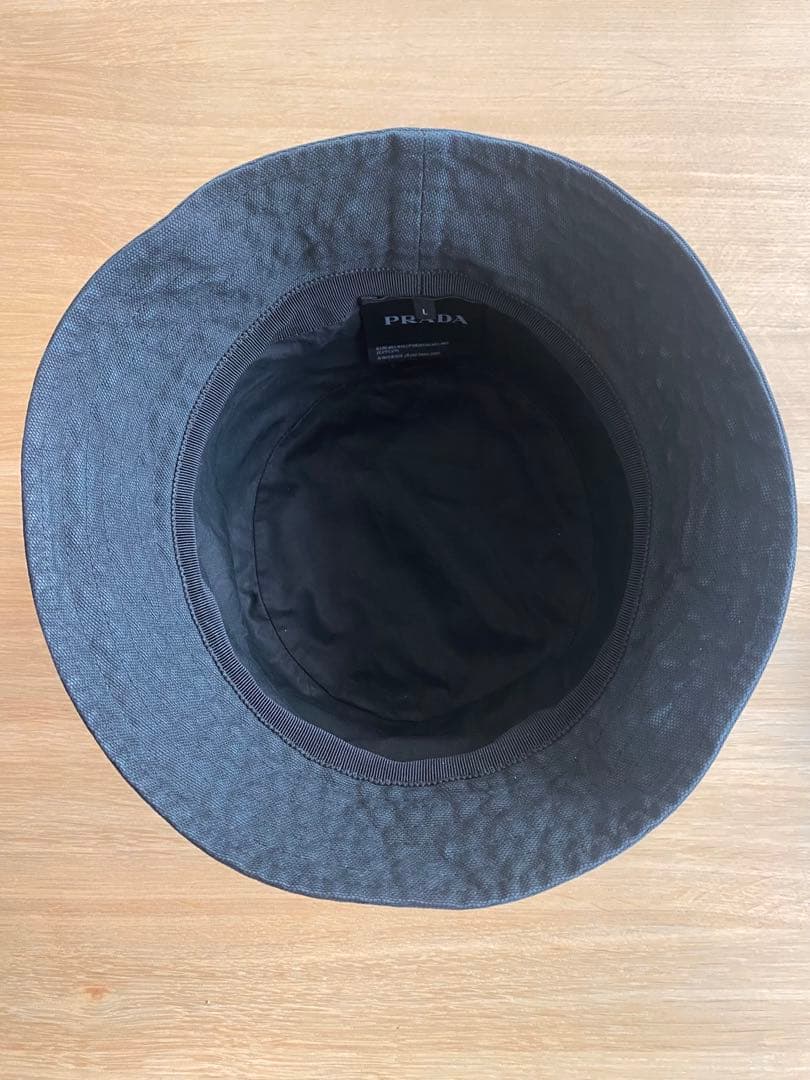 PRADA プラダ ブラック バケットハット ヴィンテージ加工　メンズLサイズ