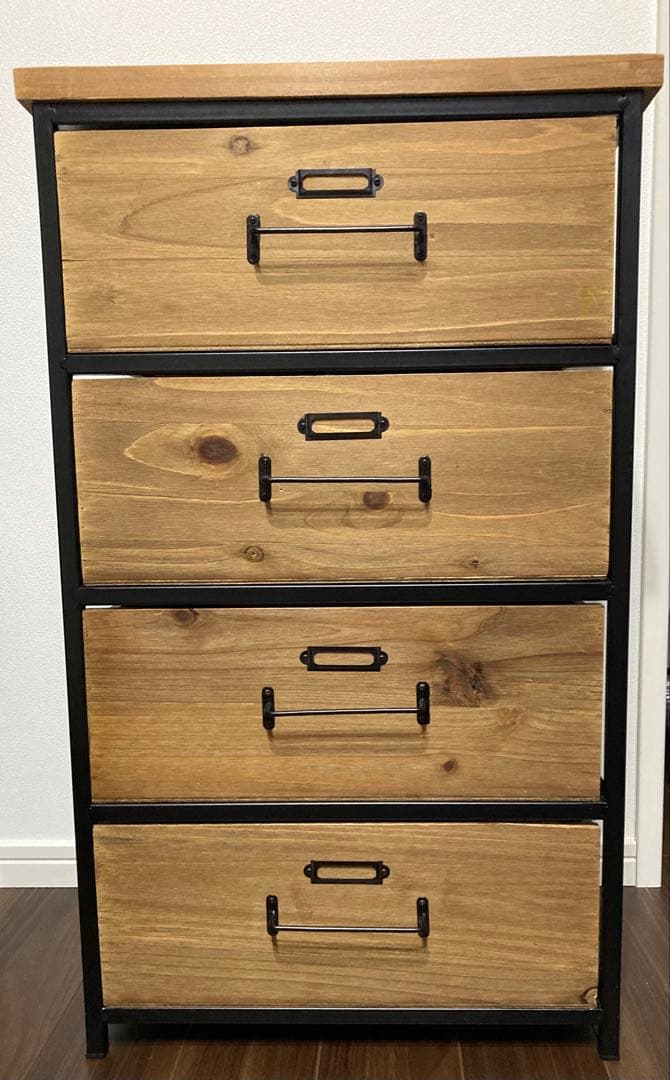 【東谷 チェスト4D HRN-182 302】天然木×スチール】4段引き出し