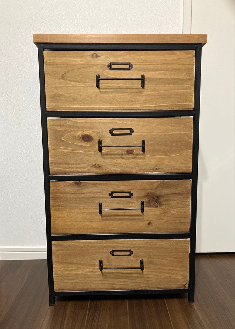 【東谷 チェスト4D HRN-182 302】天然木×スチール】4段引き出し