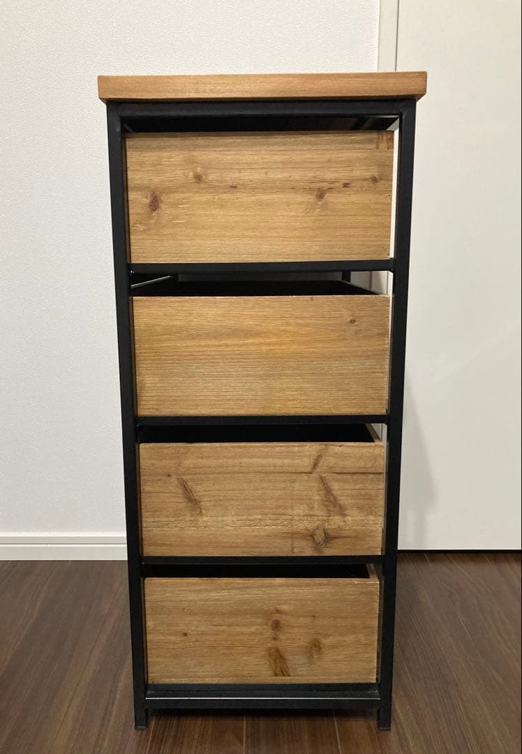 【東谷 チェスト4D HRN-182 302】天然木×スチール】4段引き出し