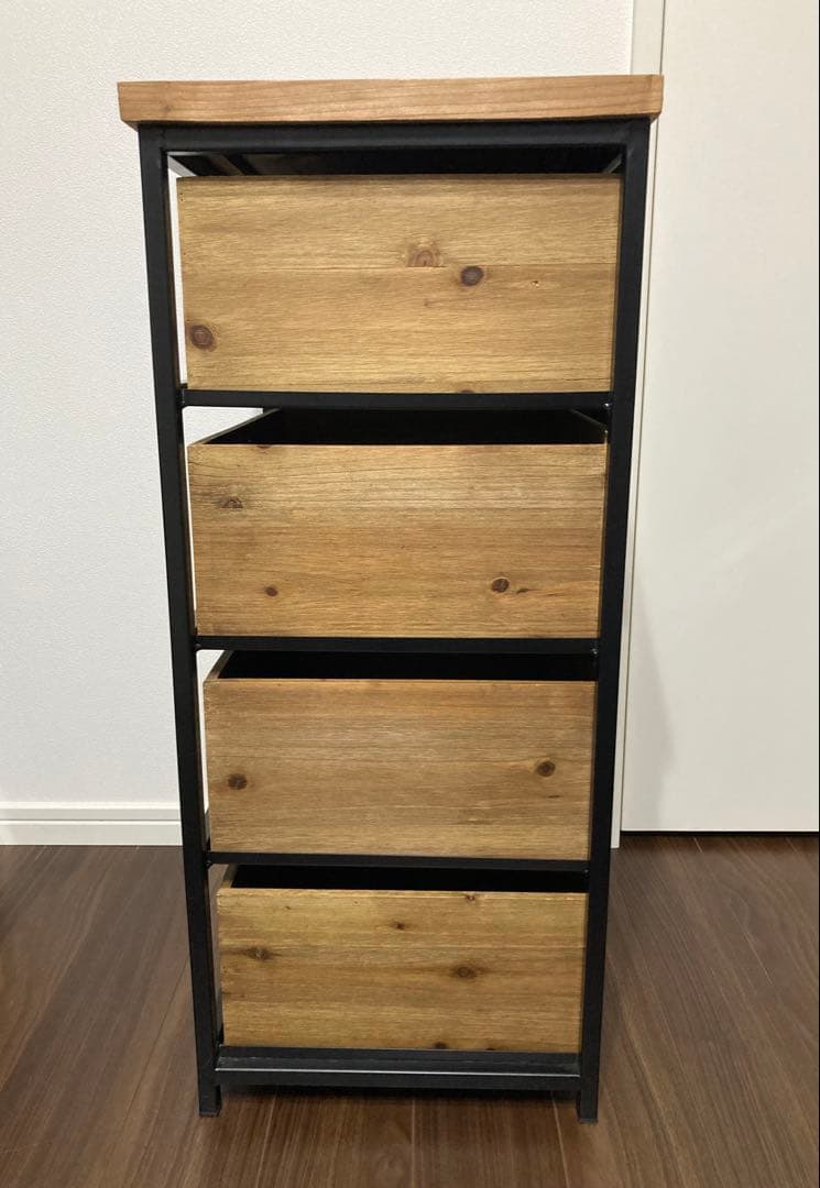 【東谷 チェスト4D HRN-182 302】天然木×スチール】4段引き出し