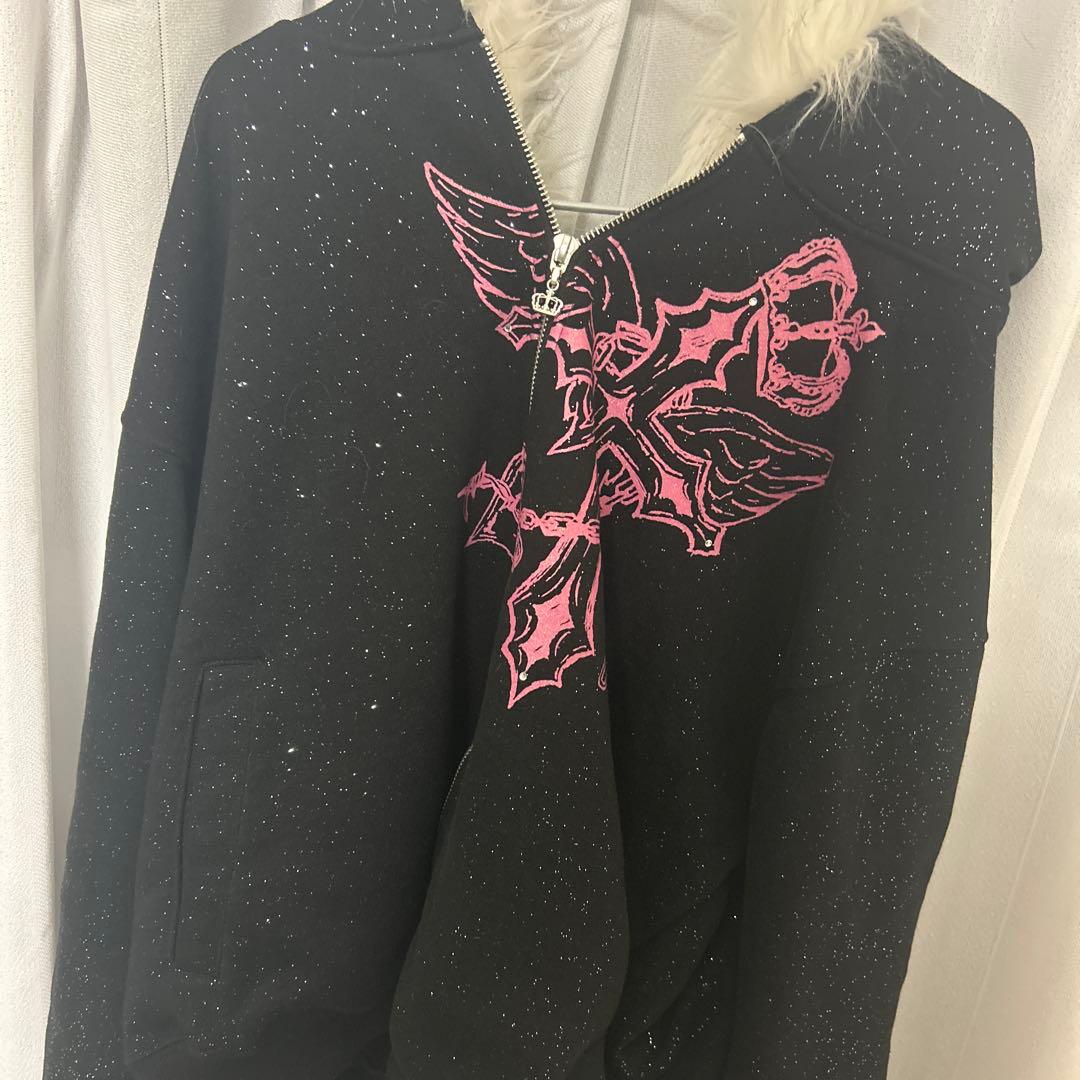 9090 パーカー ピンク 黒