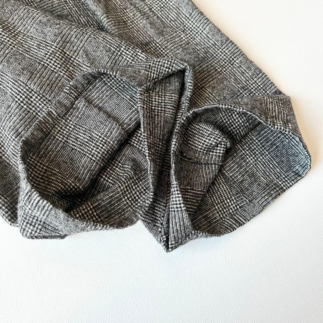 3006y美品 エヴァムエヴァ ウールグレンチェックサルエルパンツ グレー