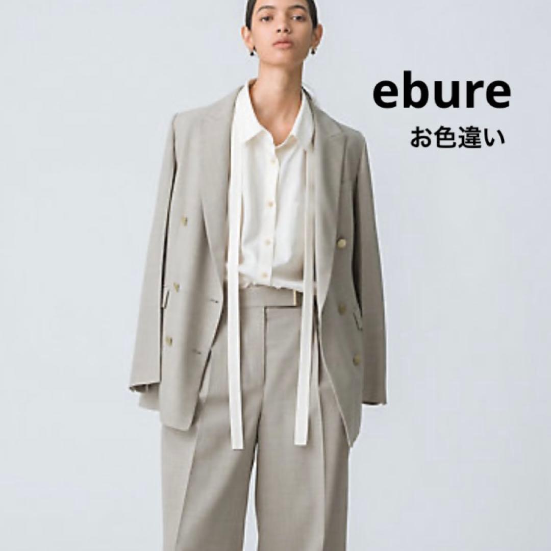 ebure 美品✨ブライトストライプブラウス 取り外しボウタイ ネイビー 38