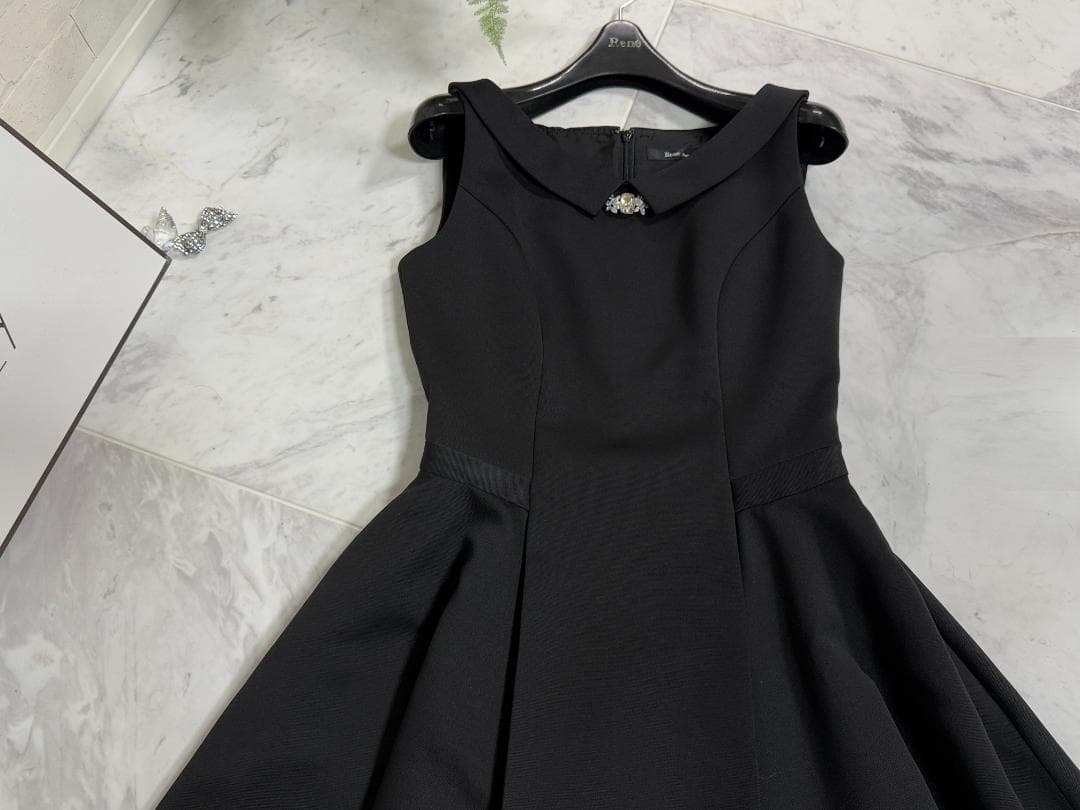 りん★Rene/ルネ ノースリーブ ワンピース ブラック ポリエステル34