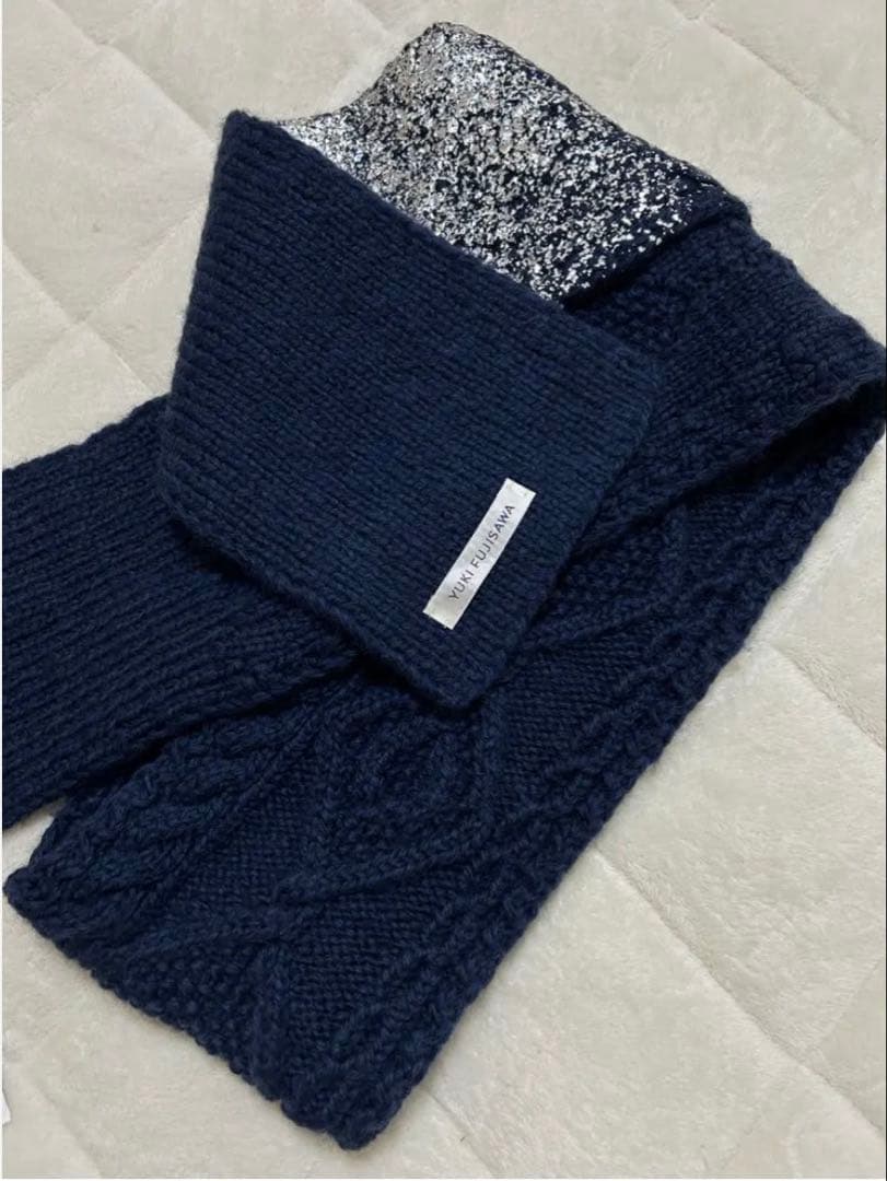 YUKI FUJISAWA マフラー　ネイビー