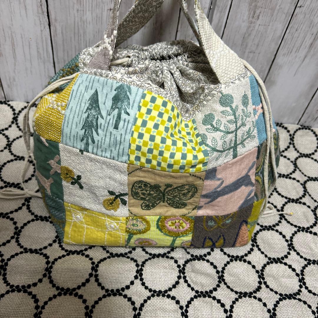 ミナペルホネン ハンドメイド パッチワーク巾着トートバッグ