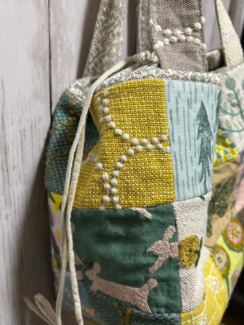 ミナペルホネン ハンドメイド パッチワーク巾着トートバッグ