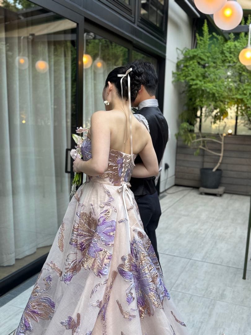 2way 総柄 ジャガード パフスリーブドレス（W299） ドレスプロダクション