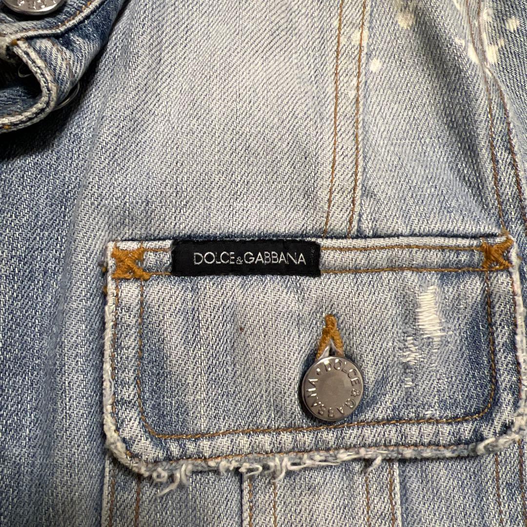 DOLCE&GABBANAドルガバ ダメージ加工デニムジャケット4ロゴ プレート