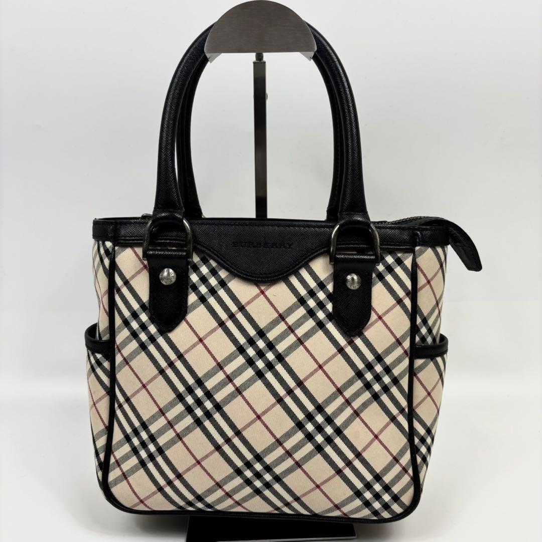 極美品 バーバリー　ハンドバッグ　キャンバス　革　スクエア　ロゴエンボス　y2k