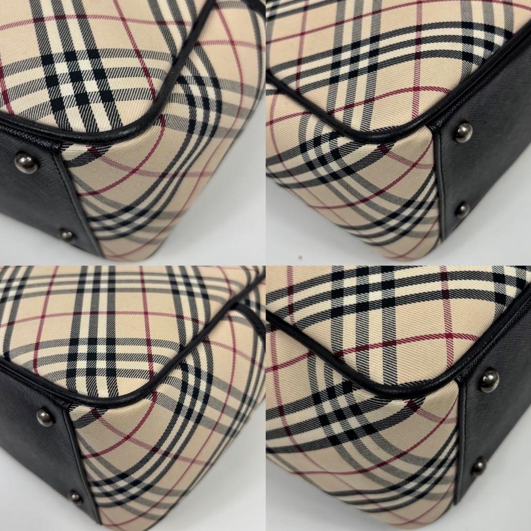 極美品 バーバリー　ハンドバッグ　キャンバス　革　スクエア　ロゴエンボス　y2k