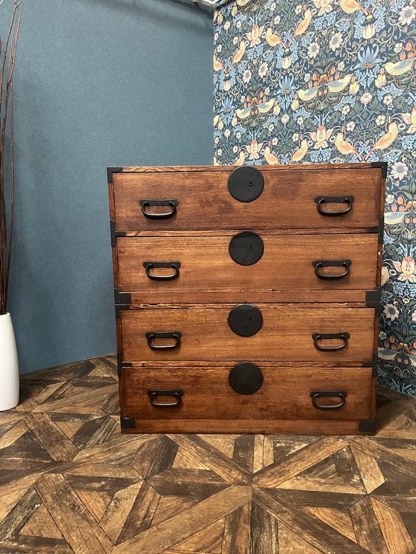 和箪笥 昭和レトロ 当時物 インテリア 年代物 鉄金具 アンティーク ビンテージ