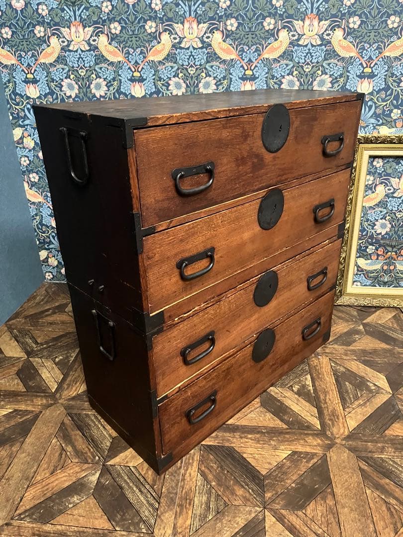 和箪笥 昭和レトロ 当時物 インテリア 年代物 鉄金具 アンティーク ビンテージ