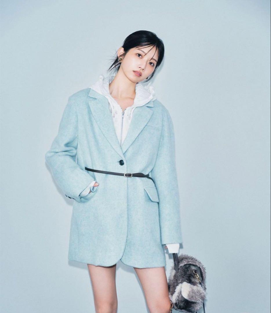 リリーブラウン ベルト付きシャギーオーバージャケット