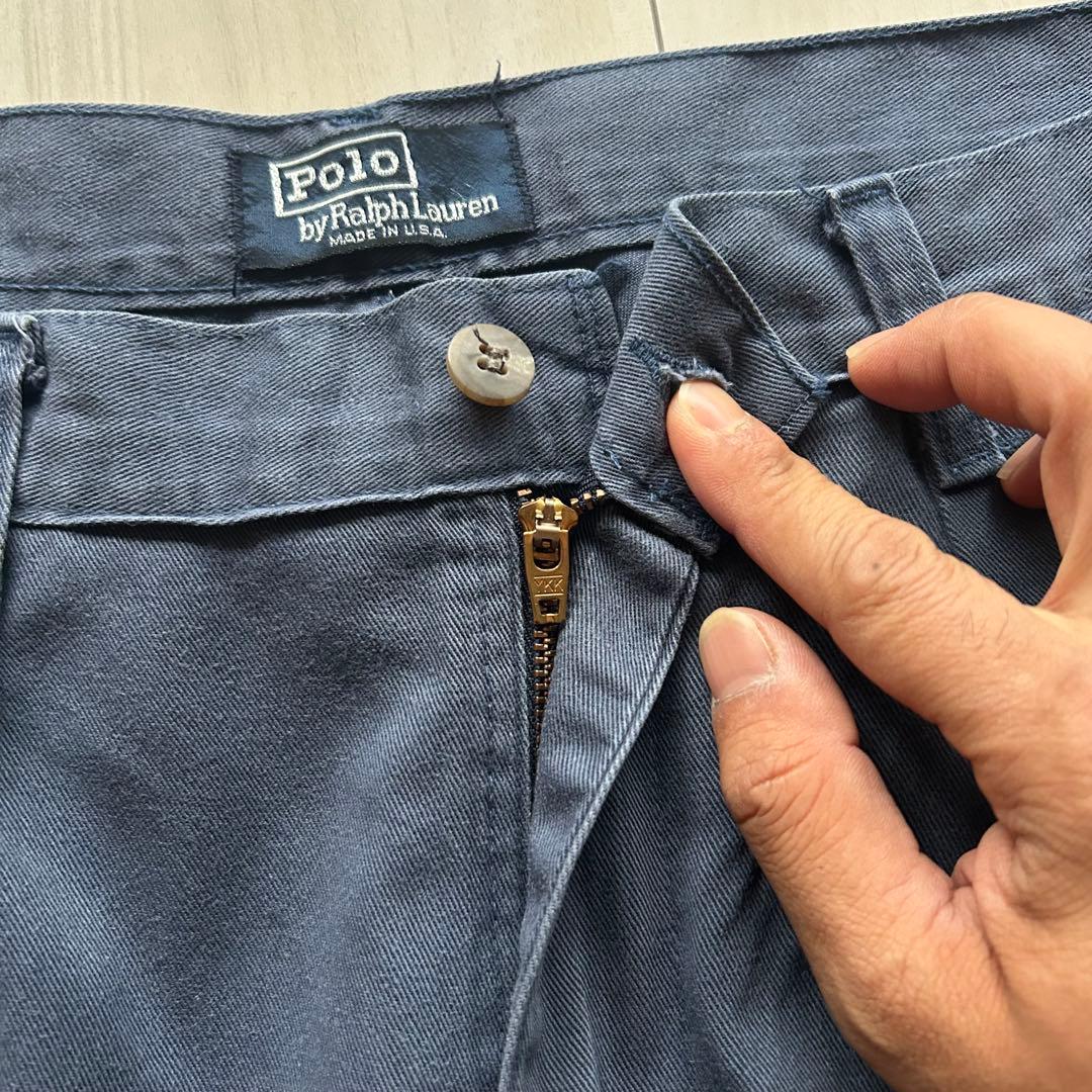 -90s ポロバイラルフローレン ポロチノ USA製 ネイビー 実寸32×31
