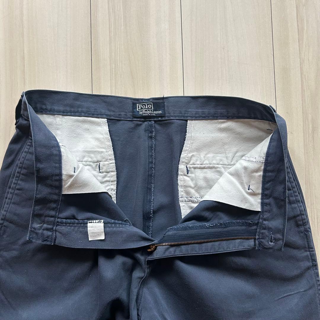 -90s ポロバイラルフローレン ポロチノ USA製 ネイビー 実寸32×31