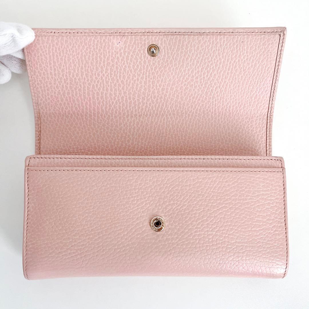 人気✨GUCCI マーモント GG 長財布 フラップ レザー ピンク