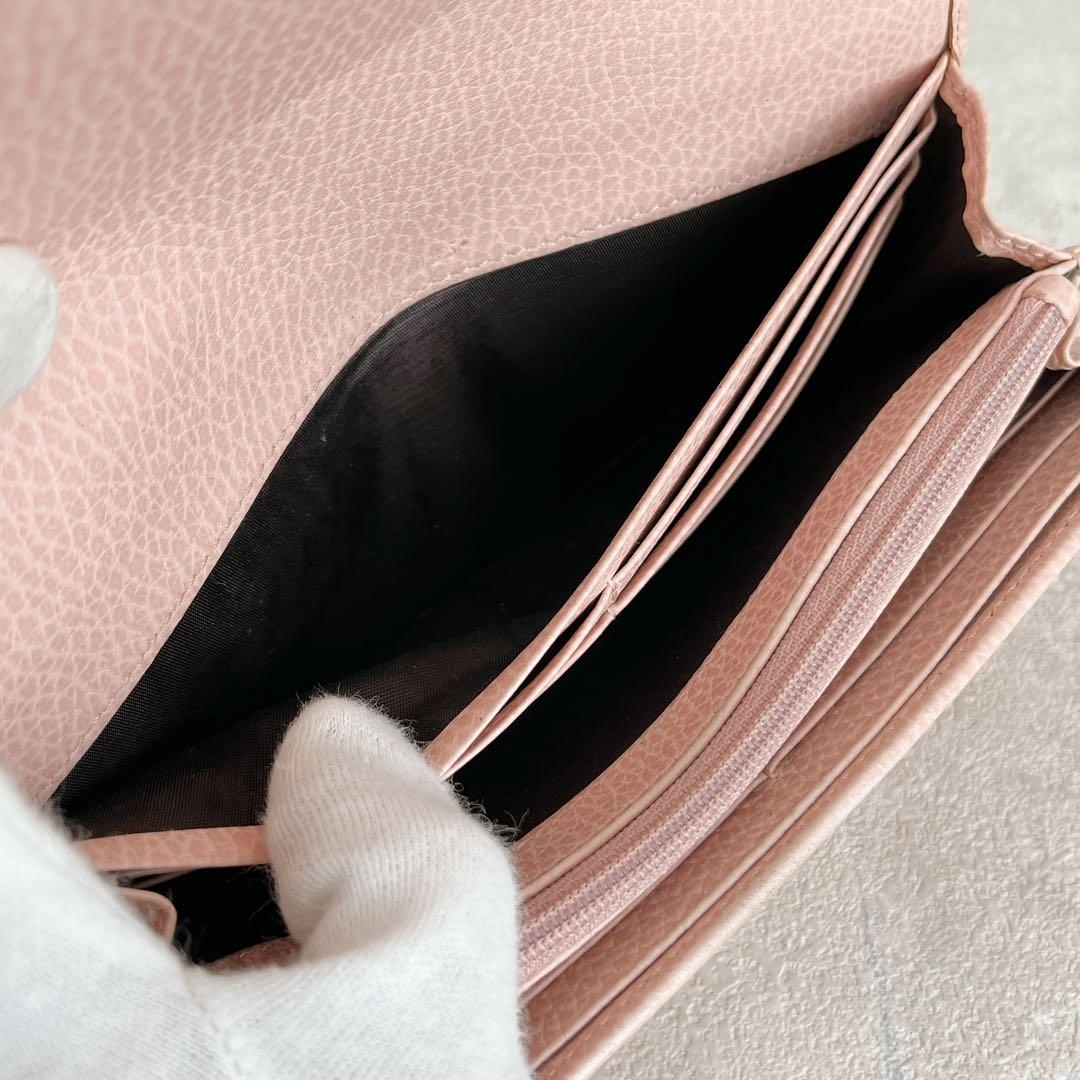 人気✨GUCCI マーモント GG 長財布 フラップ レザー ピンク