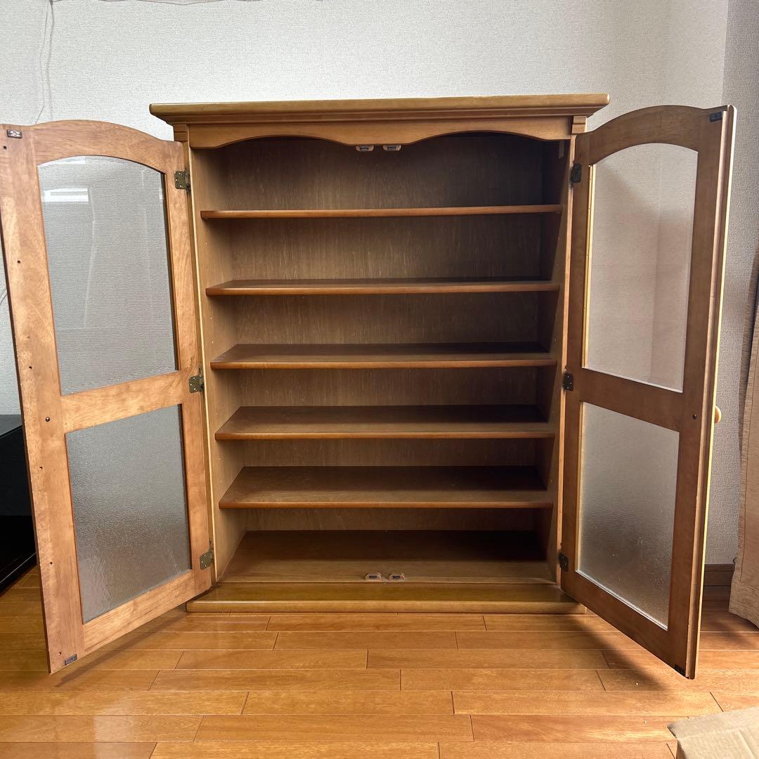 【KARIMOKU カリモク】 木製食器棚 ガラス扉 5段