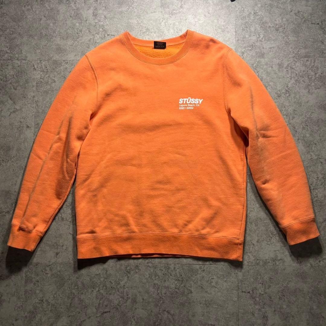 STUSSY 両面ロゴ S ラグナビーチ 00S復刻ロゴ スウェット オレンジ