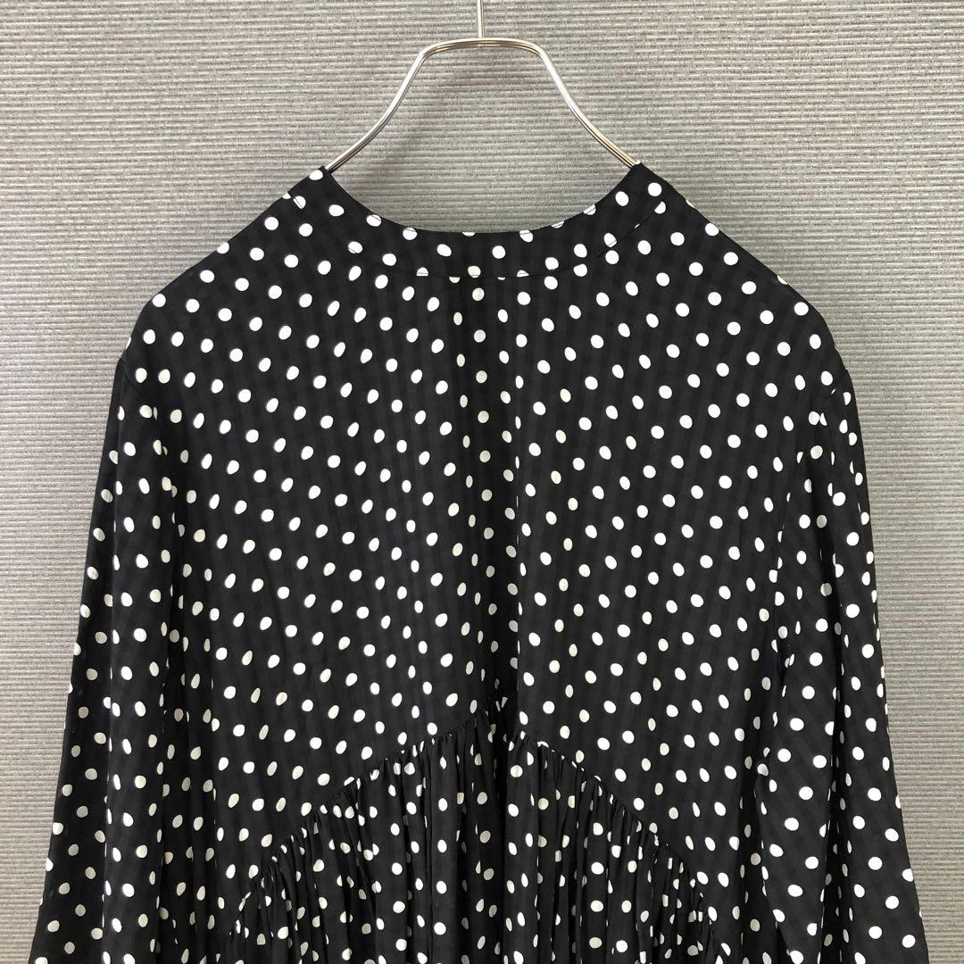 BEARDSLEY ドットギャザーチュニック F ブラック