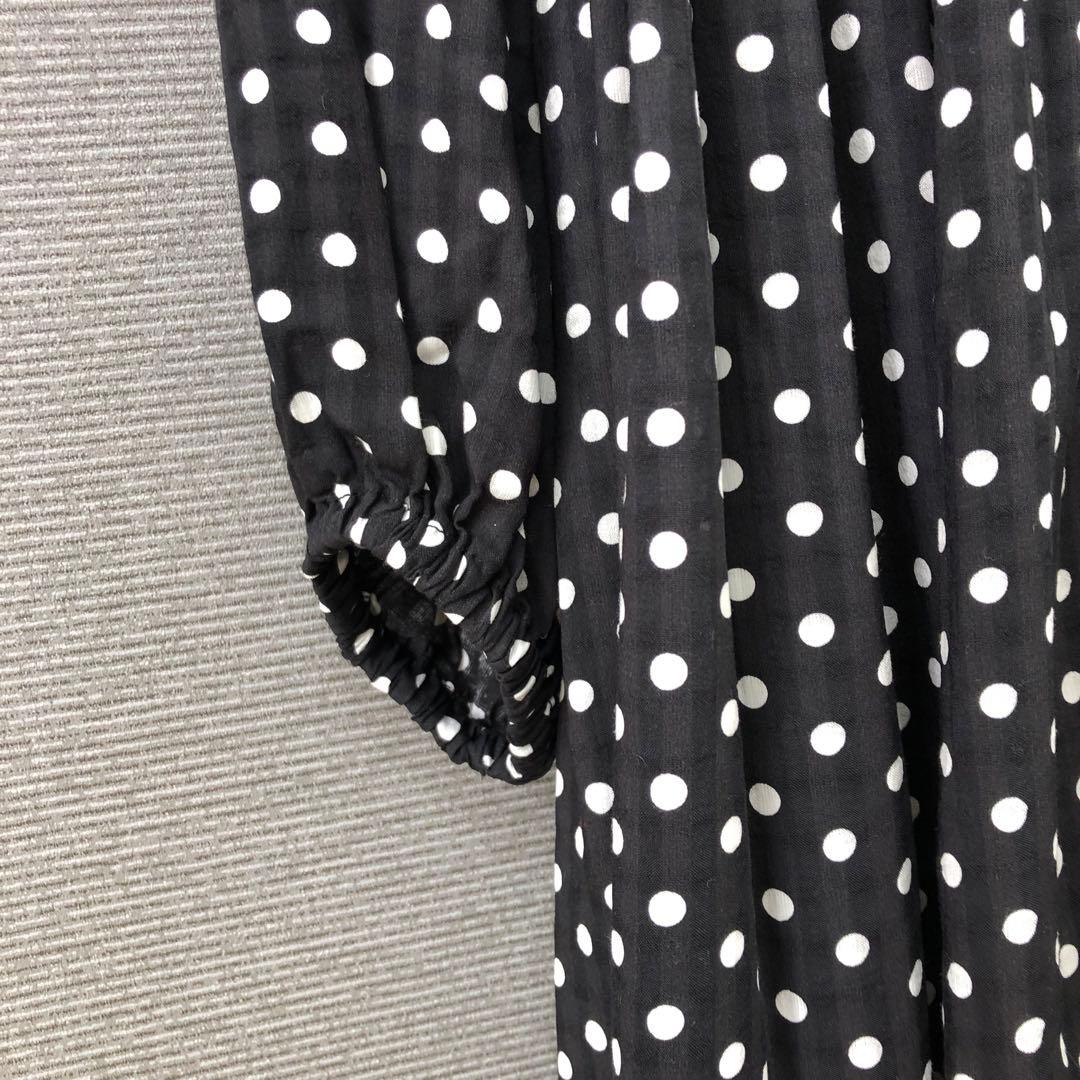 BEARDSLEY ドットギャザーチュニック F ブラック