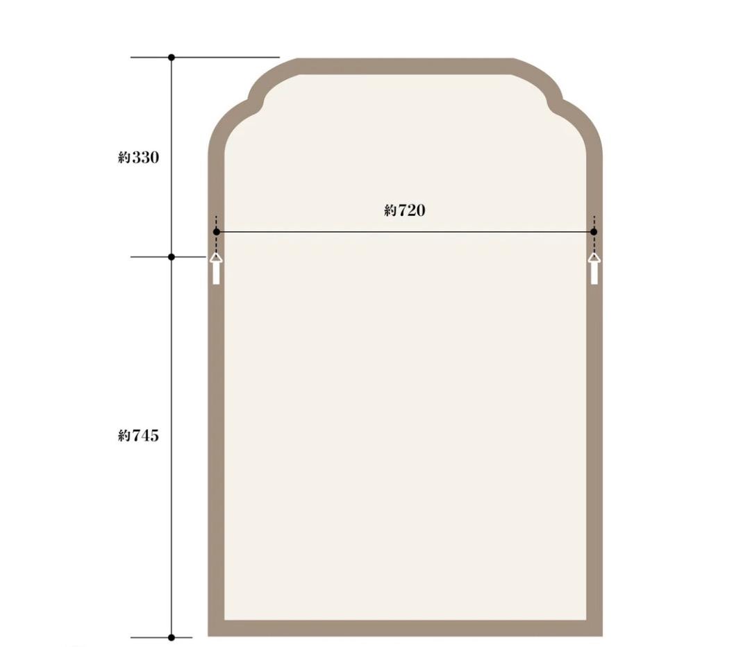 アーチ型木製　ミラー 大きめ