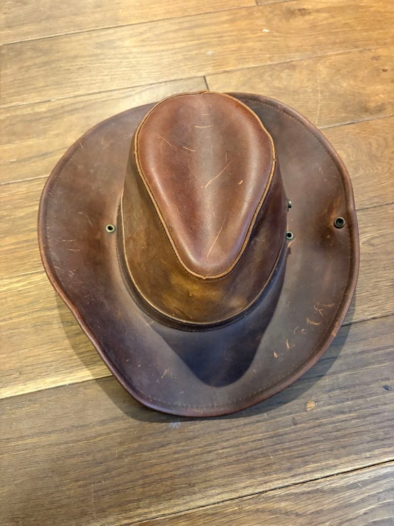 レザー製ブラウンカウボーイハット XL HENSCHEL HAT USA