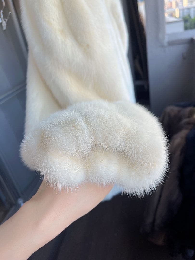 MINK パールミンク 毛皮 コート ホワイト アイボリー