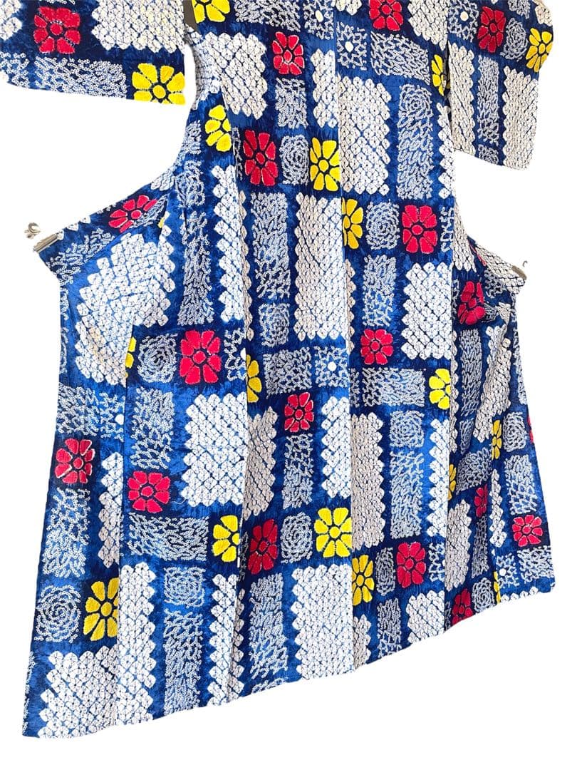 □夏涼浴衣　有松総絞り　可愛い花柄　身丈約159cm