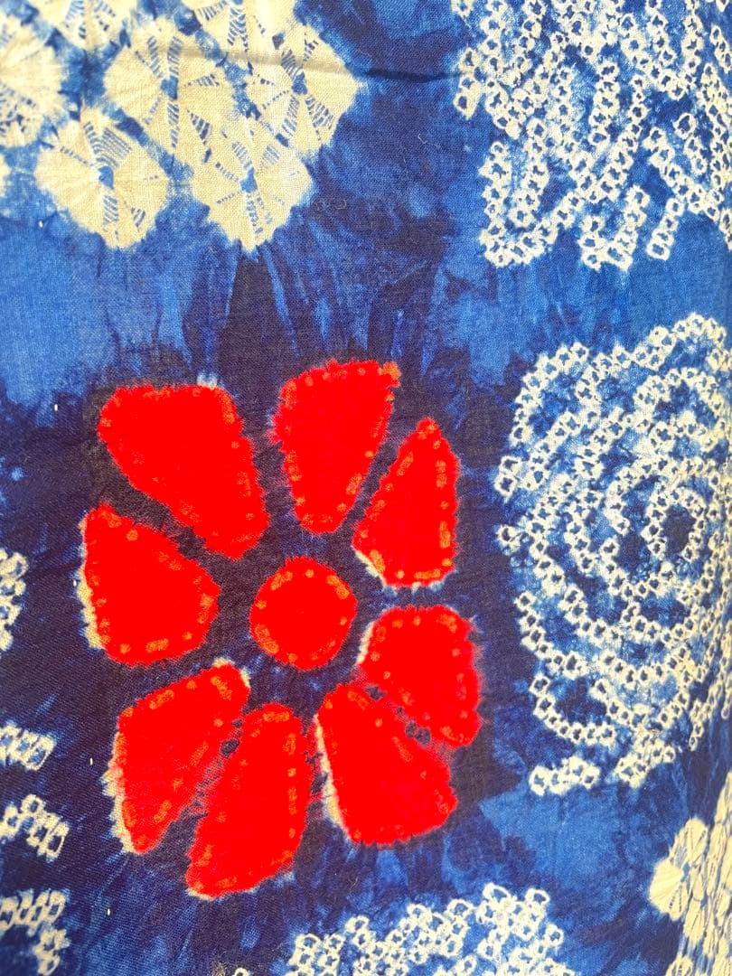 □夏涼浴衣　有松総絞り　可愛い花柄　身丈約159cm