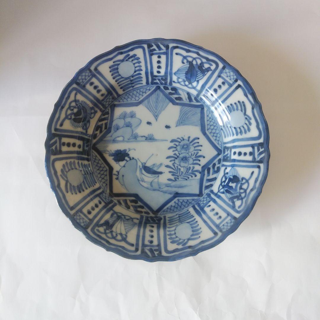 荒木さま専用 古伊万里 染付 芙蓉手 花虫文皿 二枚 まとめて