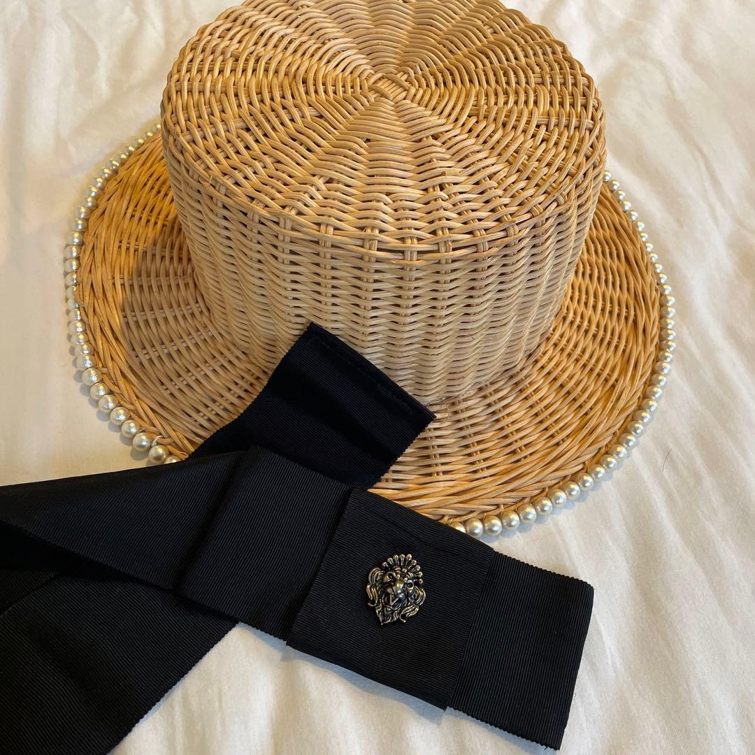 お値引き！Vaqutaux ヴァクトー パール付き麦わらぼうし