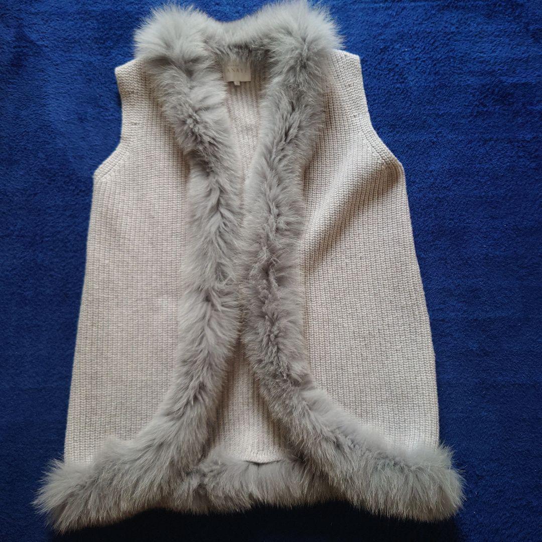 ANAYI ニットファーベスト グレー