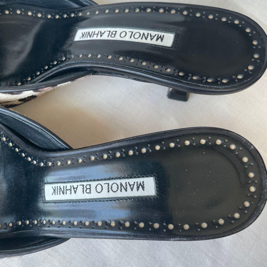 美品　36 MANOLO BLAHNIK メイセール　ヒョウ柄ミュール