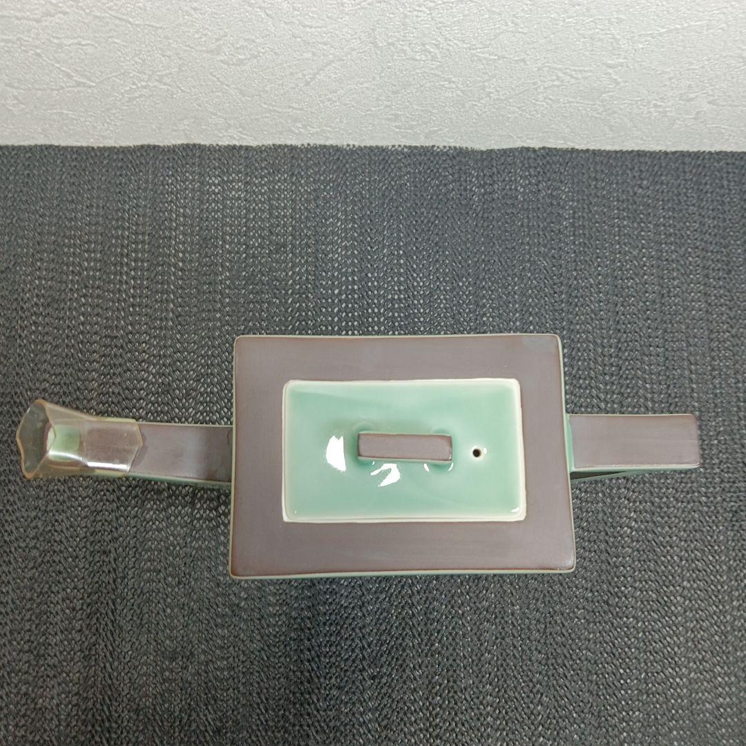 有田焼 深川製磁 笹青磁 水差 水指 四方 茶道具 木箱付き