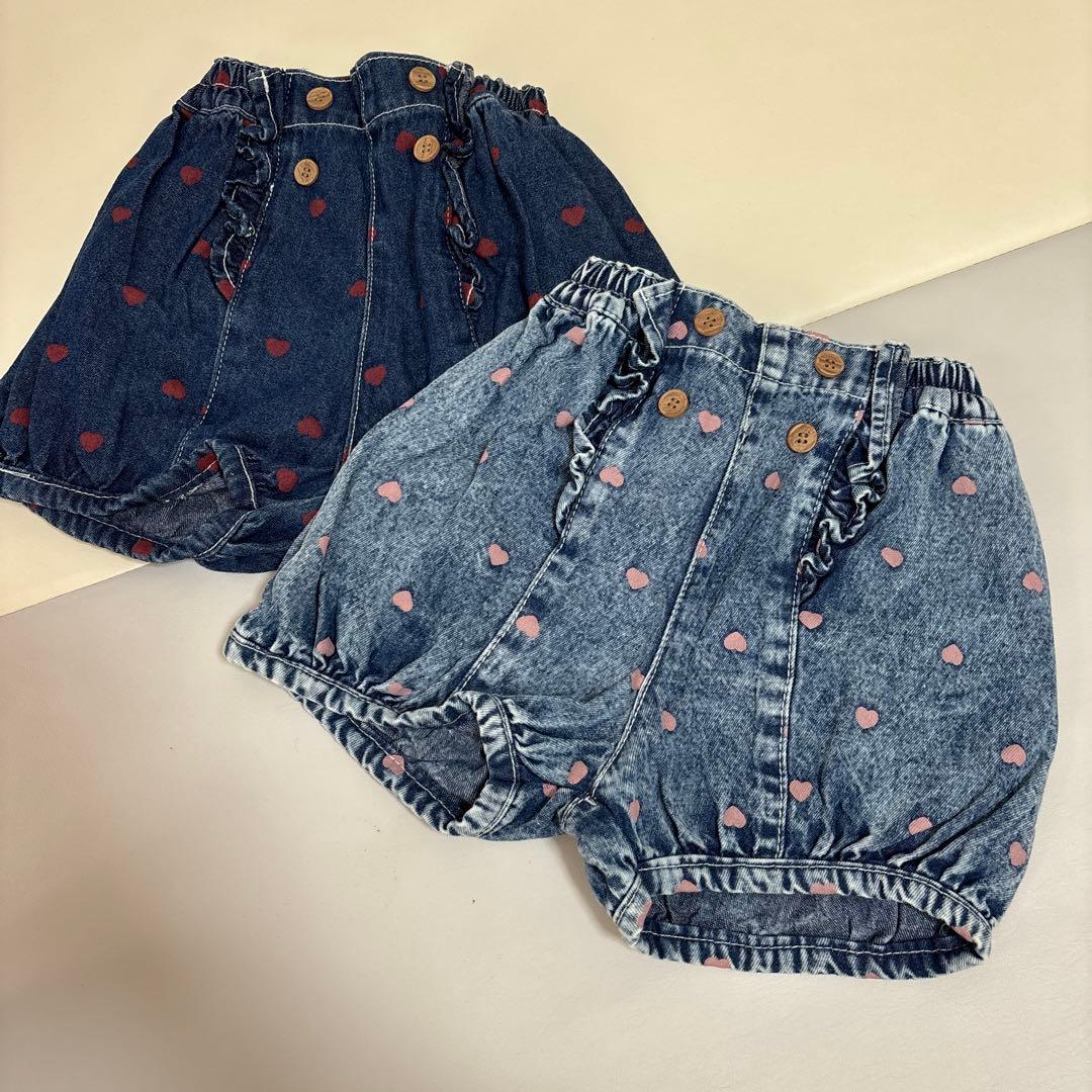 まとめ売りフタフタ ハートデニム ショートパンツ