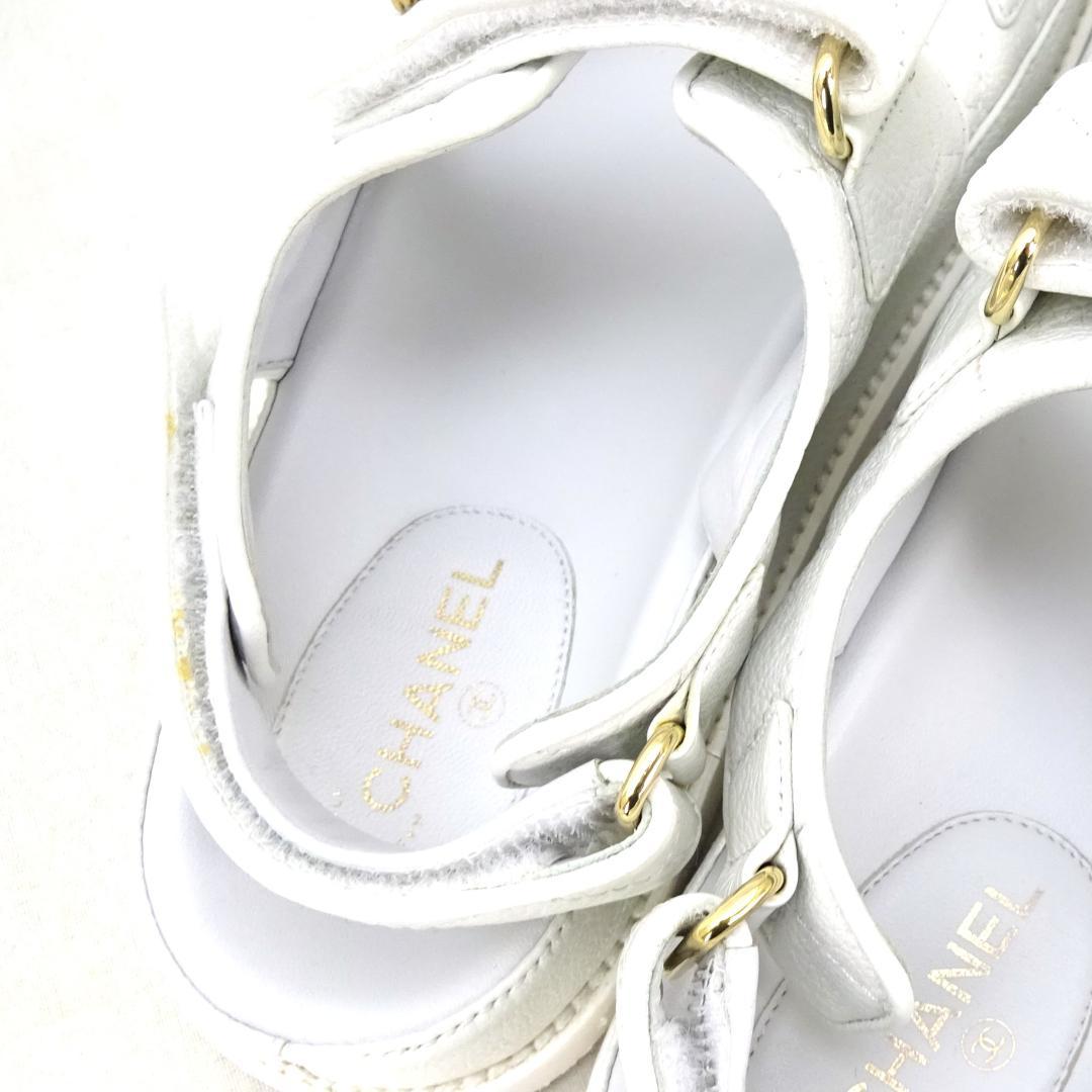 本物良品■シャネル■ココマーク マトラッセ キャビアスキン サンダル 37C