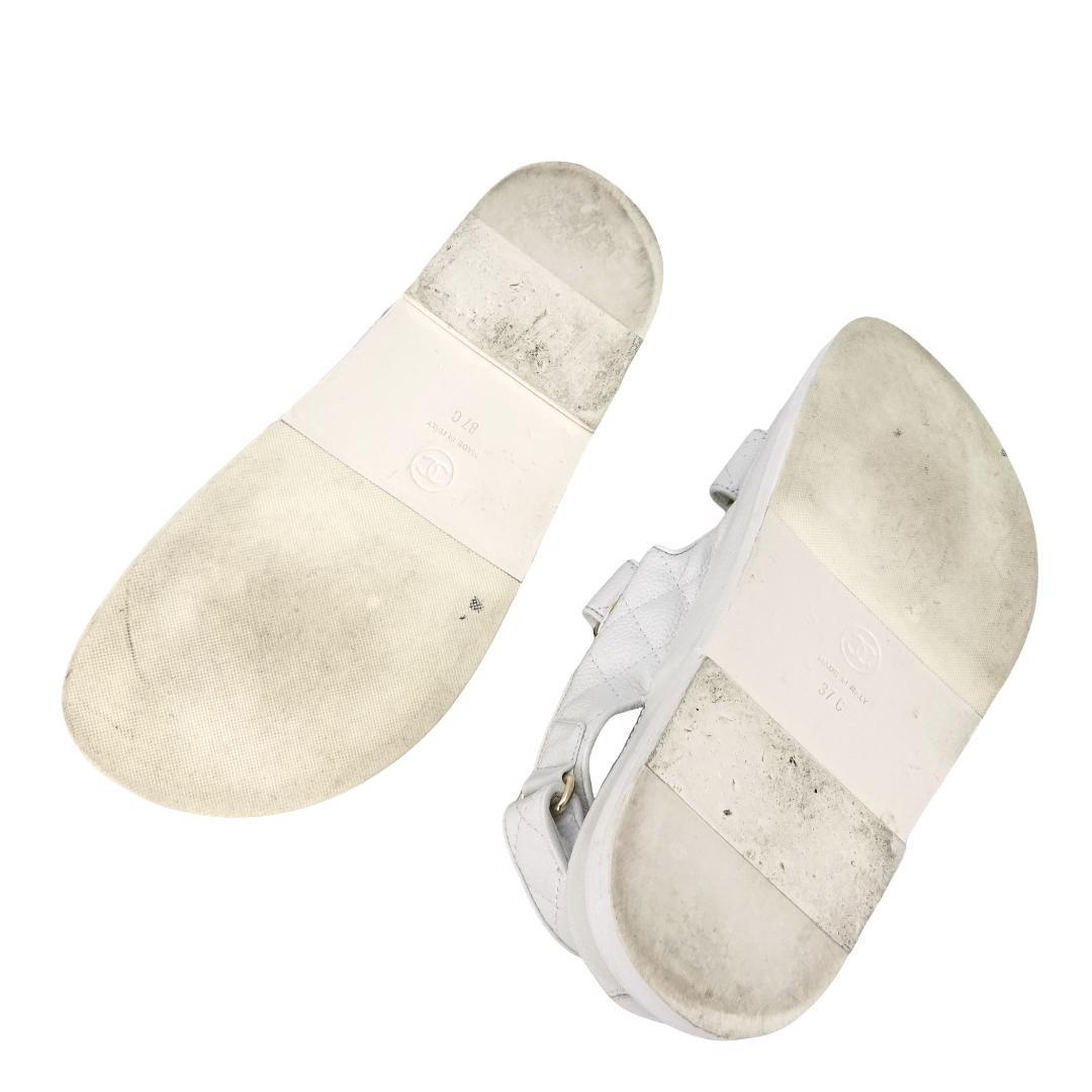 本物良品■シャネル■ココマーク マトラッセ キャビアスキン サンダル 37C