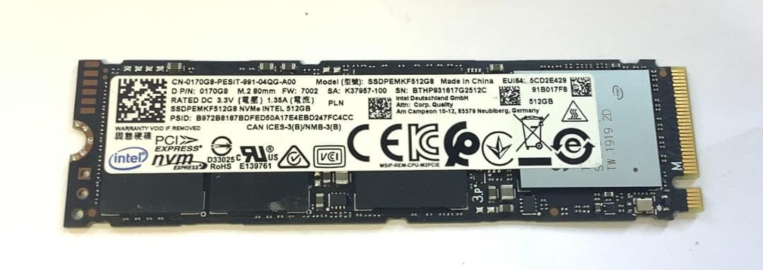 ③-WA511-Intel NVMe 512GB SSD 1点