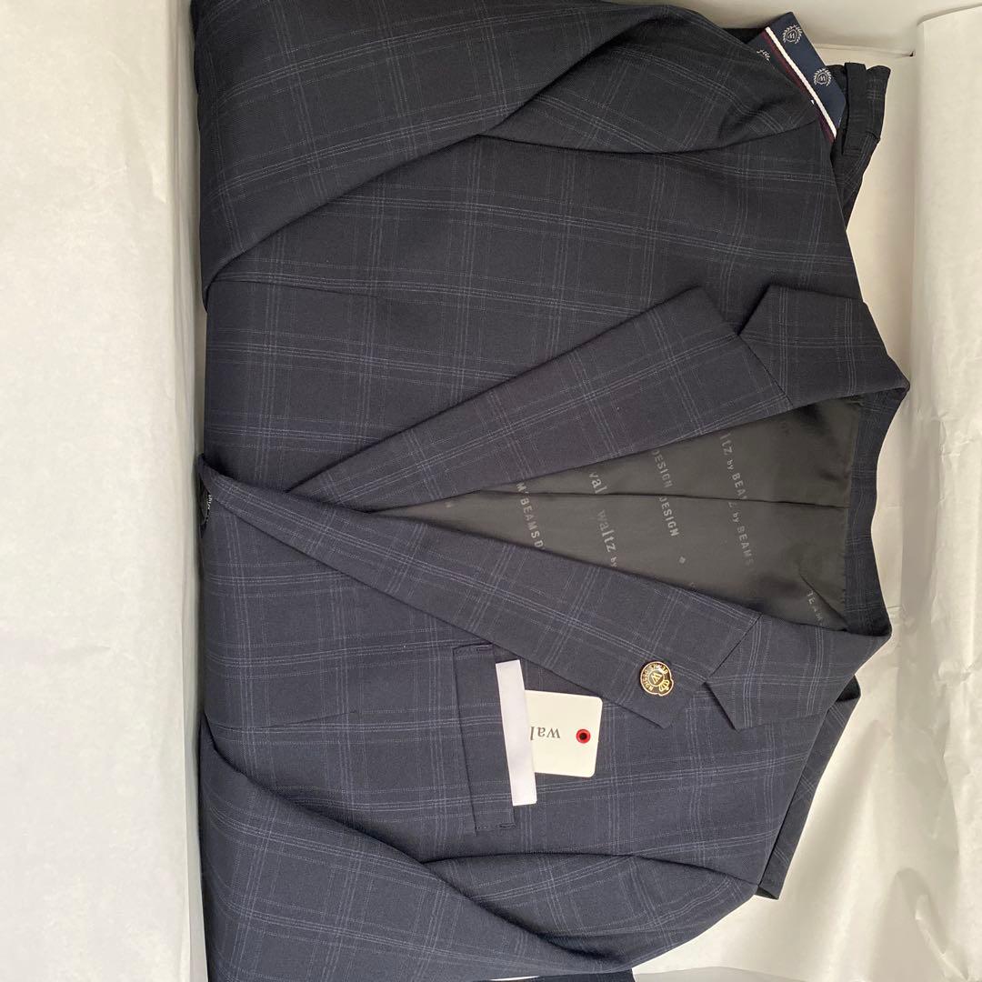 ネイビー チェック柄 スーツ ベスト付き　170 卒業式
