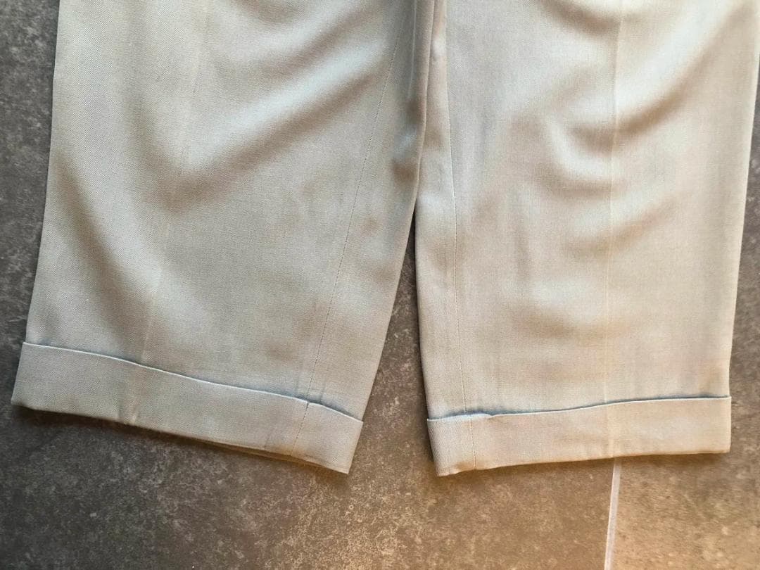 40s 50s ベージュ×カーキ×グレー ウールレーヨン混紡 ギャバスラックス