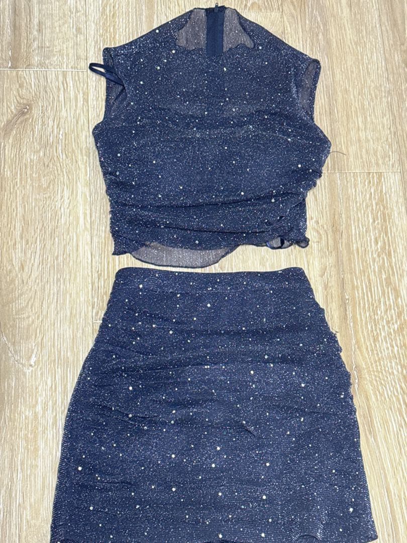 【Jewels】シアーラメビジューセットアップミニドレス Sサイズ