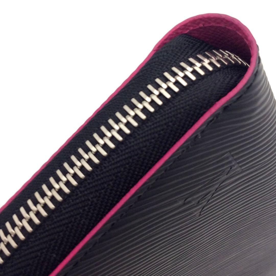 ルイヴィトン エピ 黒 ノワール ホットピンク 長財布 ジッピーウォレット