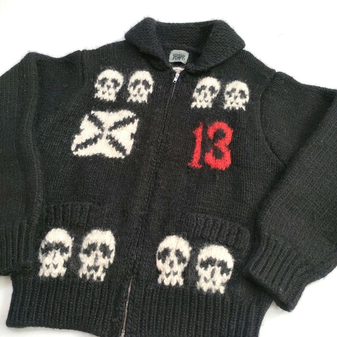 JKPD ジャンキーパラダイス カウチンニット スカル柄 肉厚 クロスデザイン