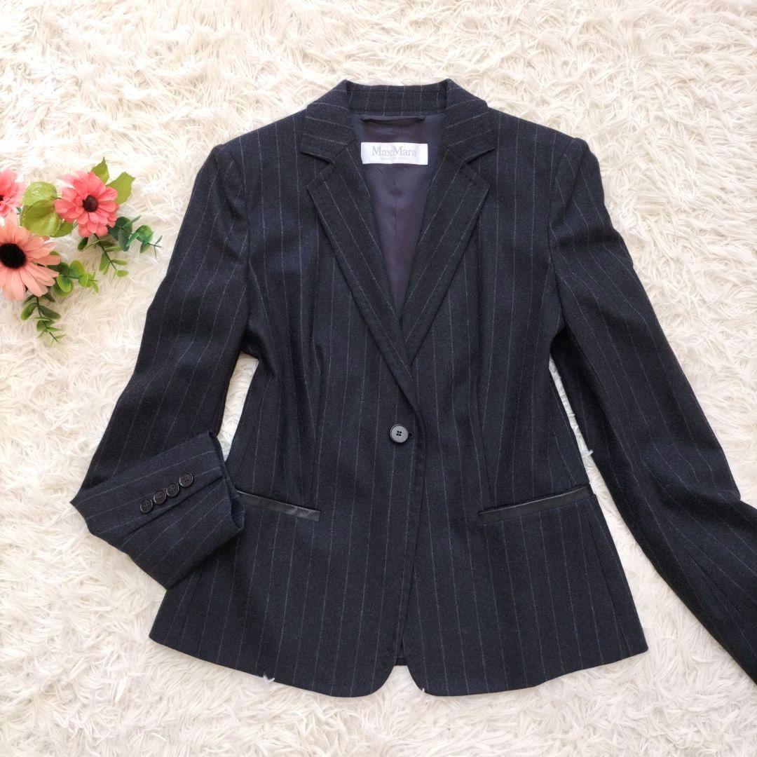 白タグ✨マックスマーラ カシミヤ混 テーラードジャケット ブレザー ネイビー