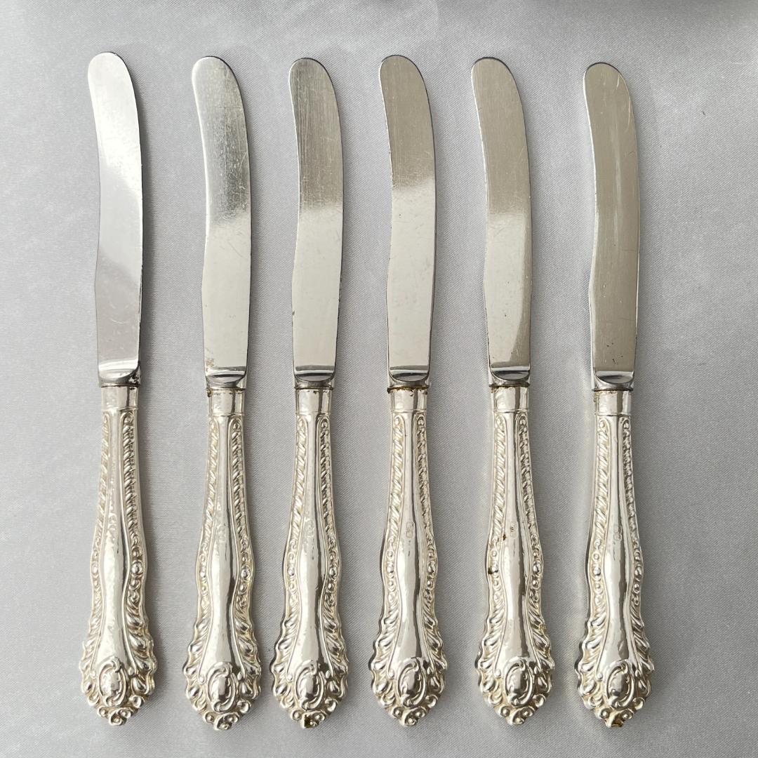 【C H Davis】 【純銀ハンドル】ティーナイフ 6本 ケース 1902年