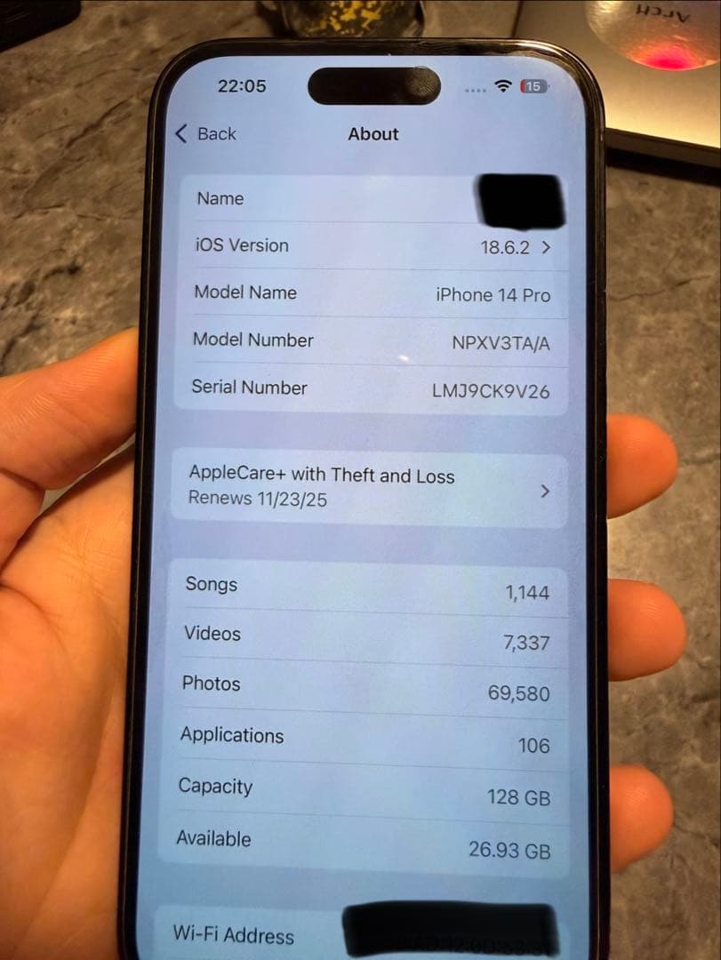 iPhone 14 Pro 128GB バッテリー100% スマホケース付き