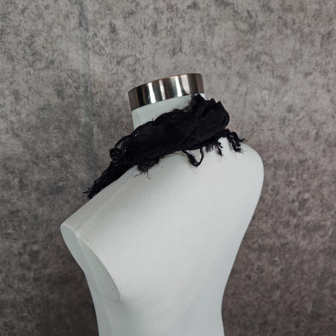 14th Addictionフリンジ スカーフ ストール 蛇スネークリング付き黒